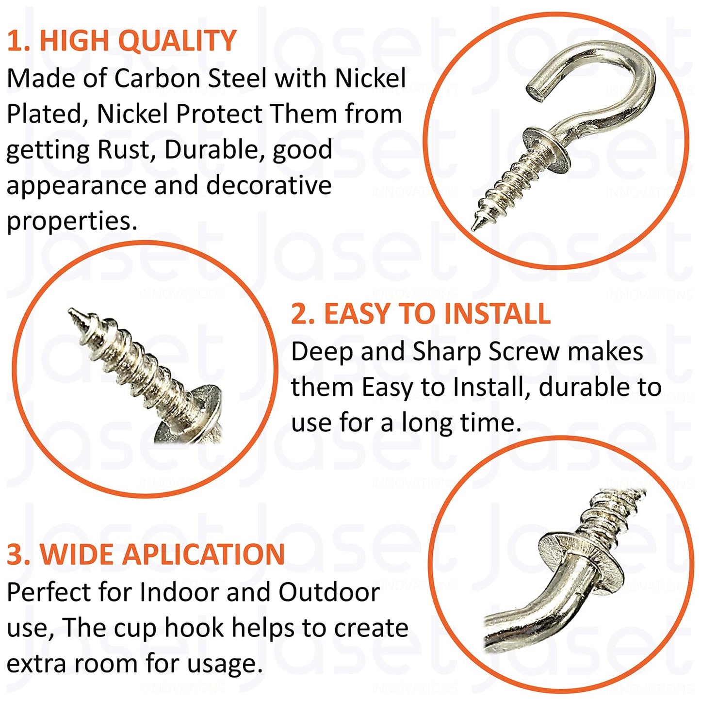 Screw-in Cup Hooks Nickel Plated (Large) - 235Pcs