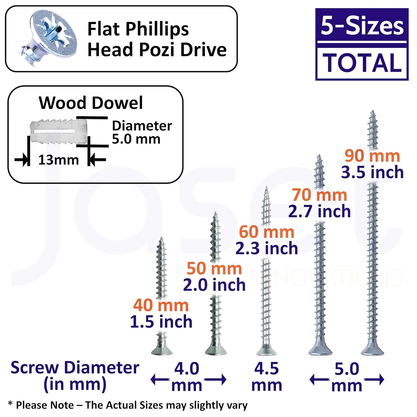Chipboard Screws with Nylon Wood Dowel - 116pcs