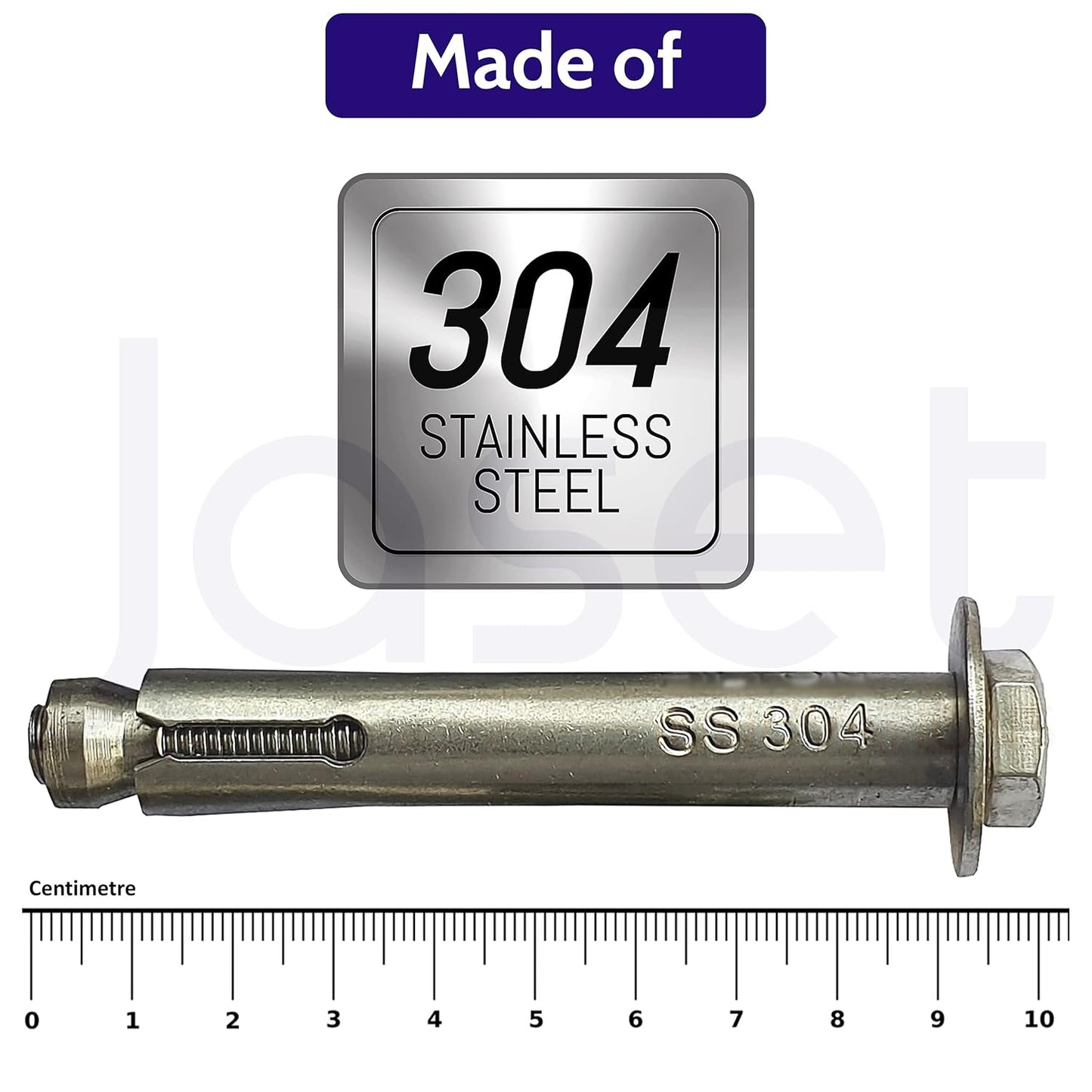 Sahmbi Innovations Stainless Steel Anchor Fasteners - 304 Grade Rust Proof - Expansion Type - Hex Head Bolt - 10mm Bolt, 100mm Length (Pack of 1 Piece)