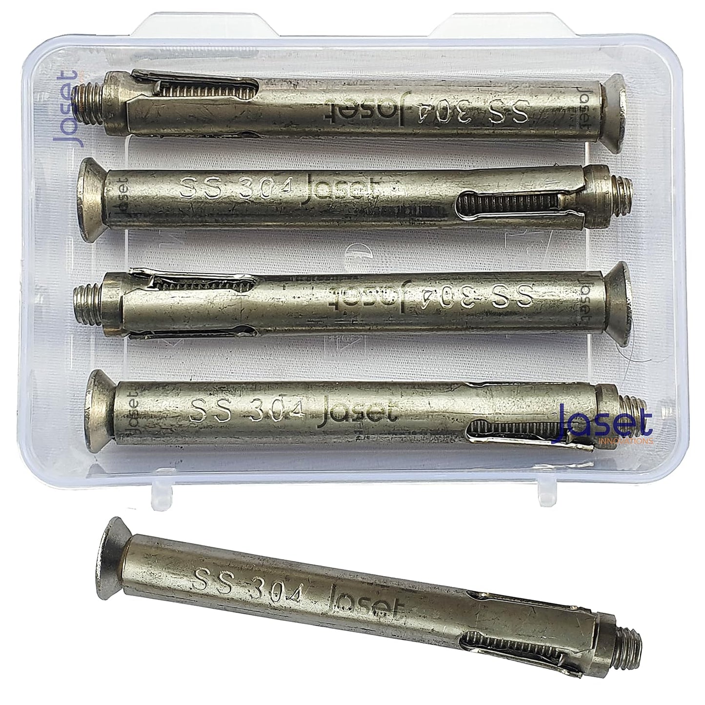 304 Grade Stainless Steel Anchor Fastener – Expansion Type – 8mm Bolt, 100mm Length (8x100) – Allen Key Counter Sunk Head – Pack of 4 pcs