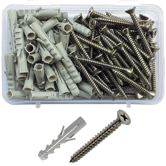 Nylon Wall Plugs/Gitti and CSK Screws (304 Grade) - 100pcs