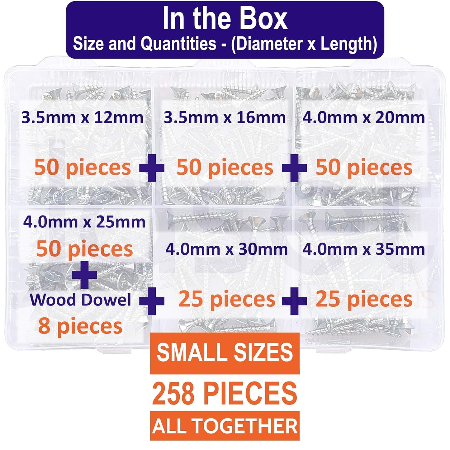 Chipboard Screws - 258pcs
