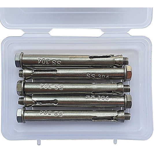 304 Grade Stainless Steel Fastener – Hex Head – 8mm Bolt, 100 mm Length – Pack of 5 pieces