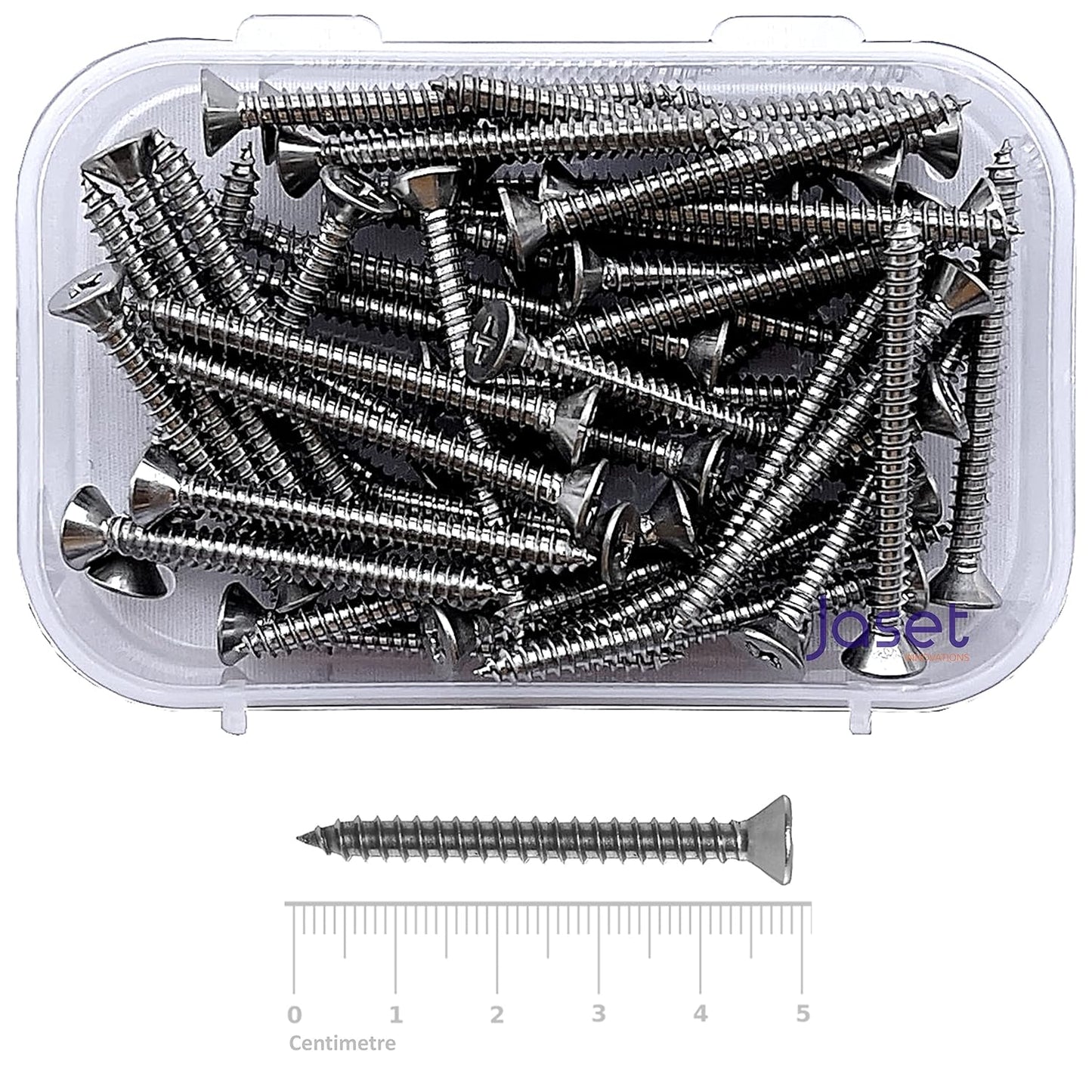 Sahmbi Innovations Stainless Steel Screw - 304 Grade Rust Proof - Counter Sunk Phillips Head (4.8 x 50mm) - 50 pieces