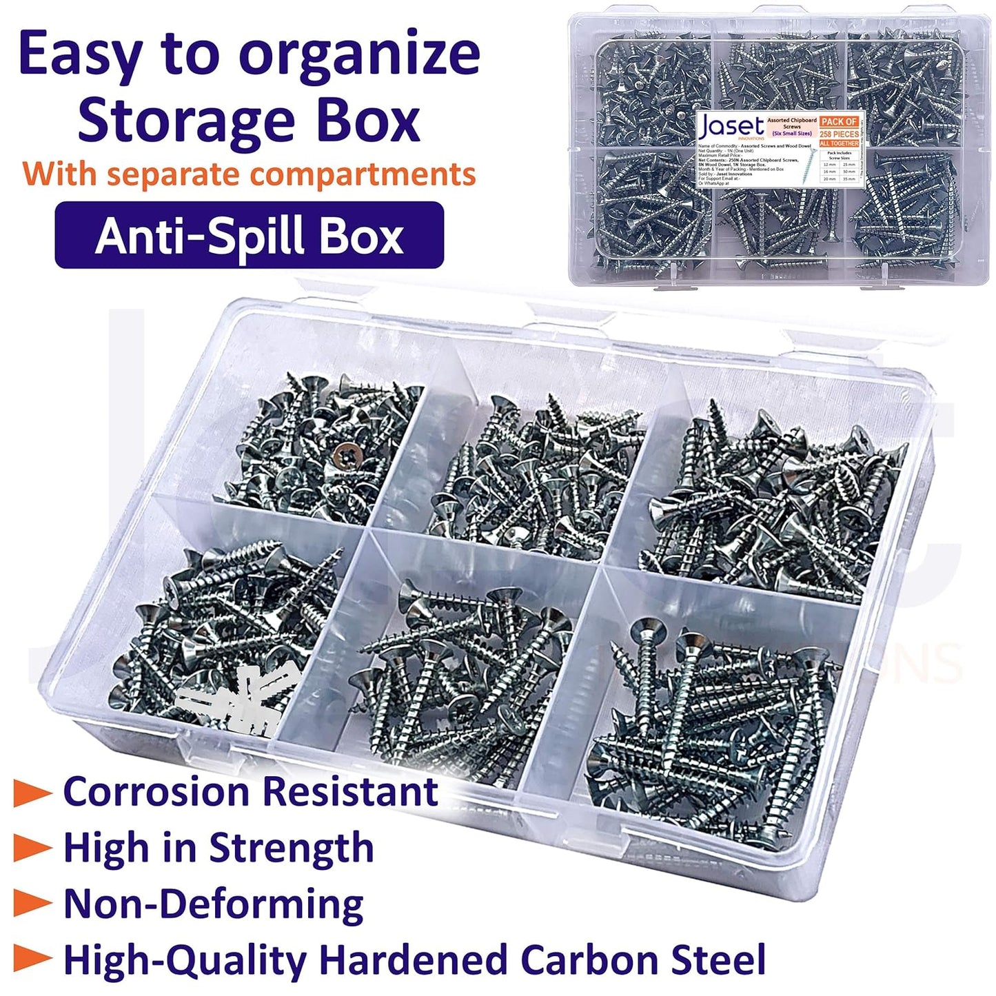 Chipboard Screws - 258pcs