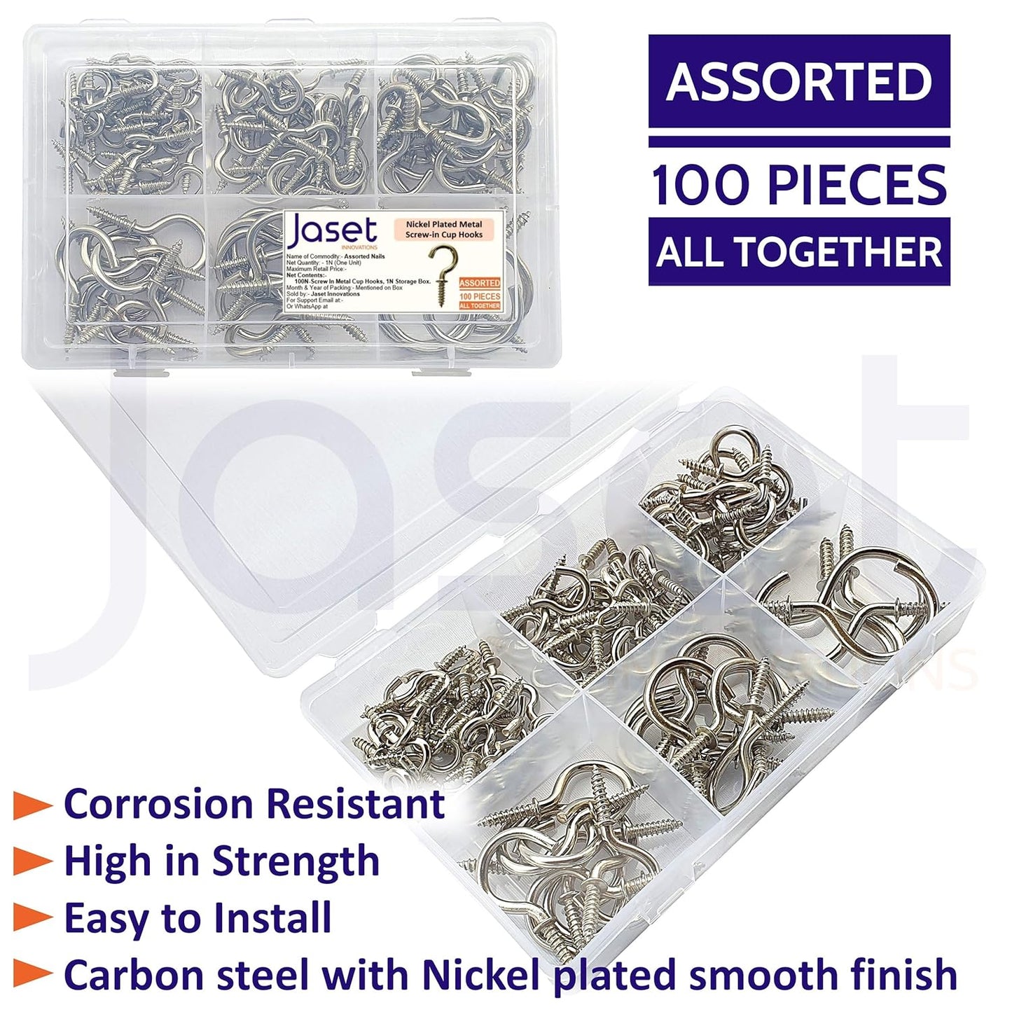 Screw-in Cup Nickel Plated Hooks (Small) - 100Pcs