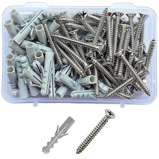 Nylon Wall Plugs/Gitti and CSK Screws (202 Grade)- 100pcs